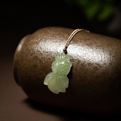 Elegant Hetian Jade Koi Fish Pendant Necklace – Prosperity and Good Fortune