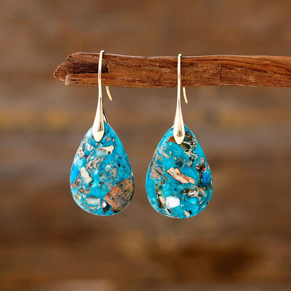 Boho Drop Earrings - Semi-Gemstone Teardrop Earrings for Women | Bohemian Style Jewelry - STAR8S