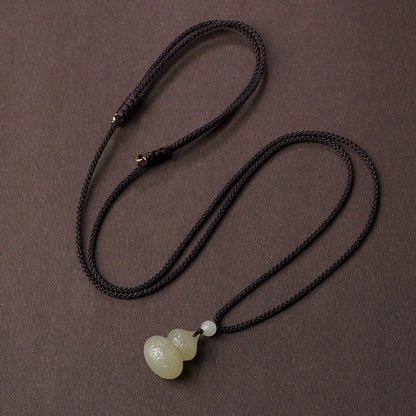 Natural Hetian Jade Wealth and Fortune Gourd Pendant Necklace | Men & Women Jade Amulet