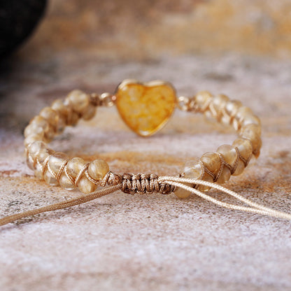 Natural Stone Braided Heart Adjustable Bracelet for Men | Tiger Eye Handmade Bracelet - STAR8S