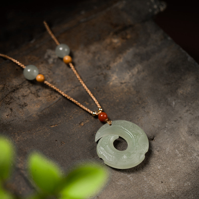natural hetian jade necklace pendant for men and women - adjustable, unisex jewelry pendant