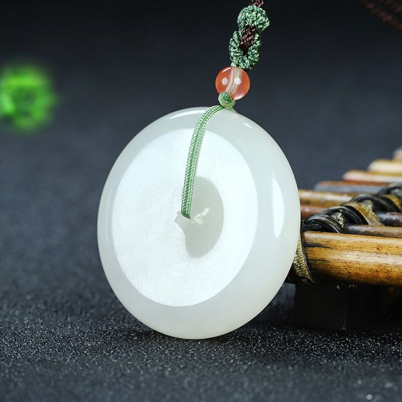 natural hetian jade white peace pendant | classic ping an kou jade necklace 🧧💎 | jade amulet for protection & prosperity