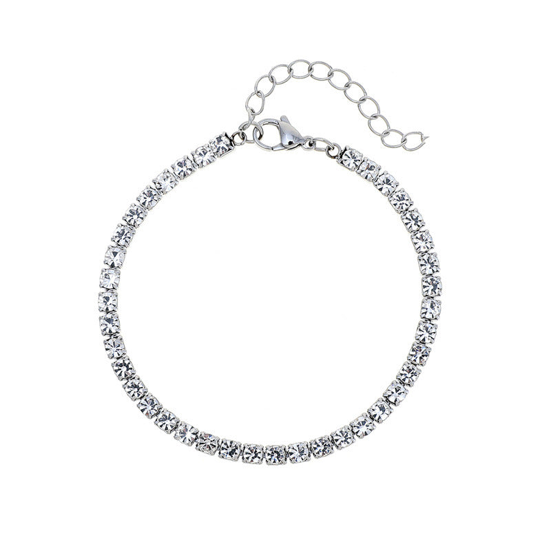 sparkling square rhinestone tennis bracelet for women stainless steel silver tone cubic zirconia style adjustable claw link chain bracelet jewelry gift