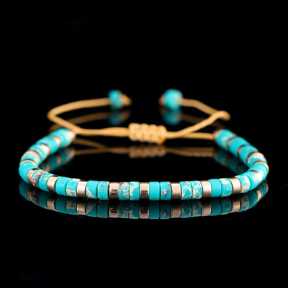 Adjustable Men's Bracelet - Natural Stone 4mm Beads with Turquoise & Tiger's Eye | Stylish & Durable Handmade Friendship Bracelets