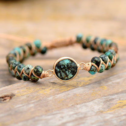 Braided Adjustable African Turquoise Bracelet – Handmade Beaded Friendship Wristband - STAR8S