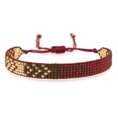 Colorful Heart Boho Friendship Bracelets — Handmade Woven Seed Bead Bracelet, Adjustable, Gift-Ready