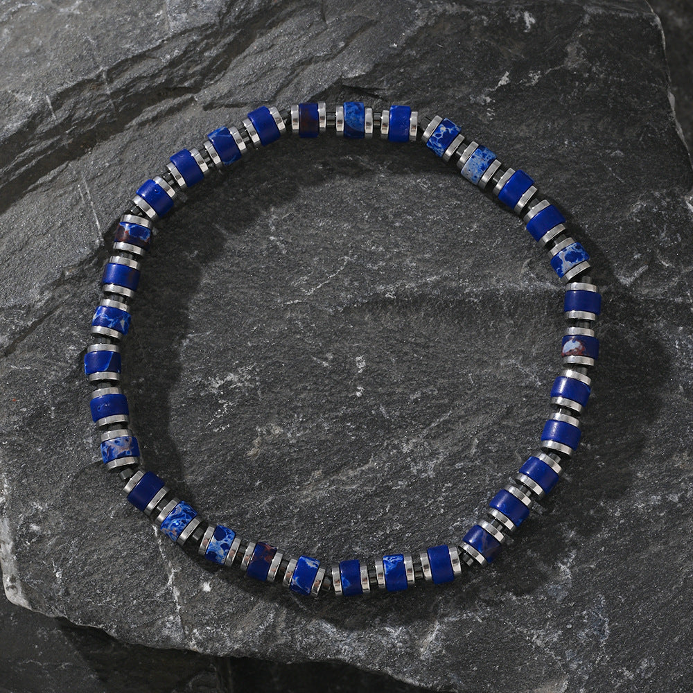 boho color-block natural stone bracelet – men’s imperial stone stretch boho bracelet - star8s