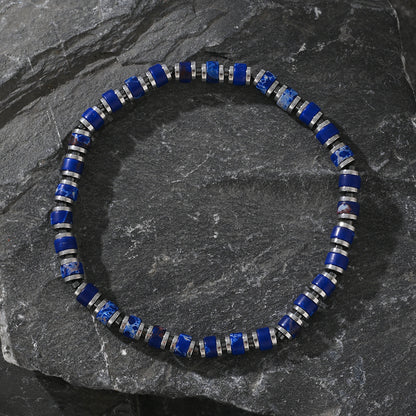 Boho Color-Block Natural Stone Bracelet – Men’s Imperial Stone Stretch Boho Bracelet - STAR8S