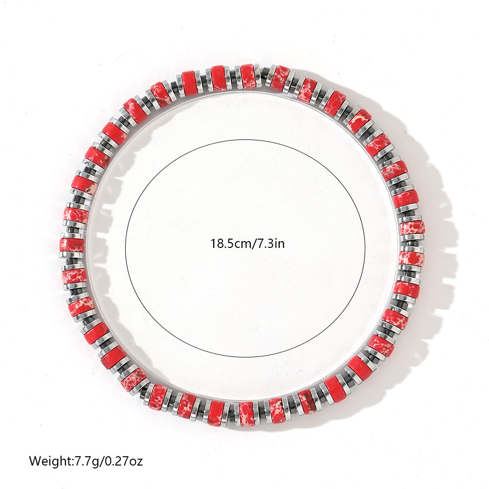 Boho Color-Block Natural Stone Bracelet – Men’s Imperial Stone Stretch Boho Bracelet - STAR8S