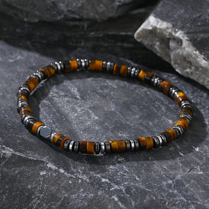 Yellow Tiger Eye Bracelet for Men – Slim Boho Natural Stone Beaded Bracelet - STAR8S