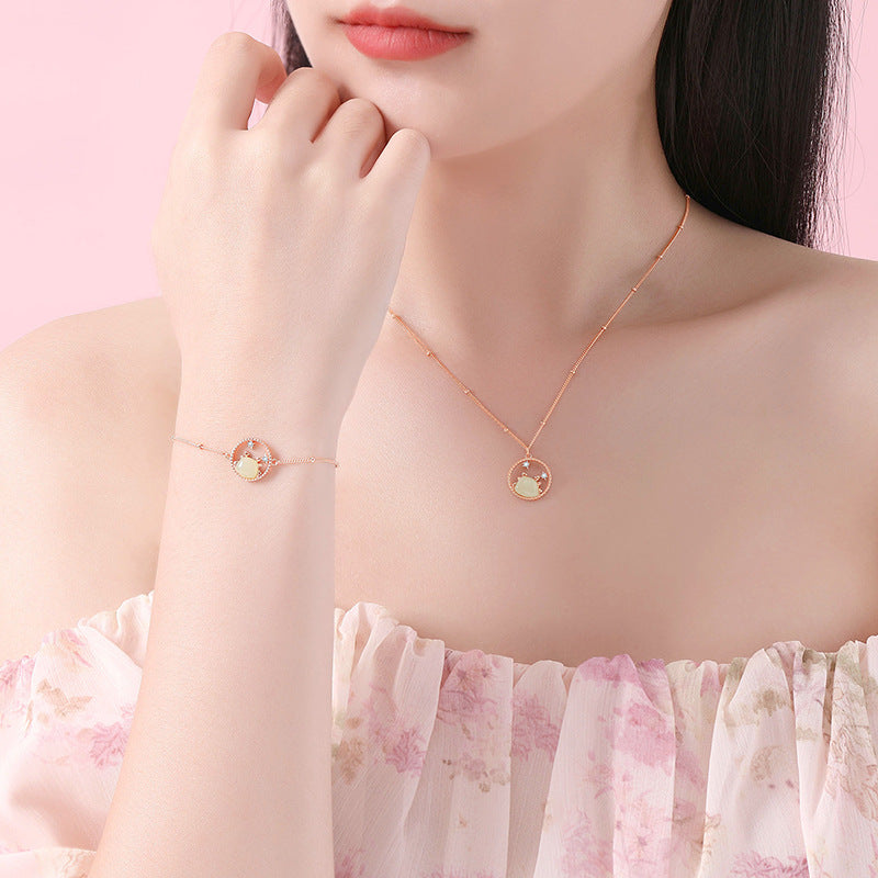 Real Jade Necklace - 925 Silver Gold Plated Dragon Hetian Pendant | STAR8S