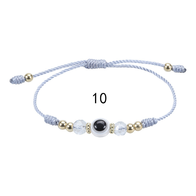 evil eye bracelet - adjustable crystal bead woven bracelet for boys & girls | lucky protection charm bracelet - star8s