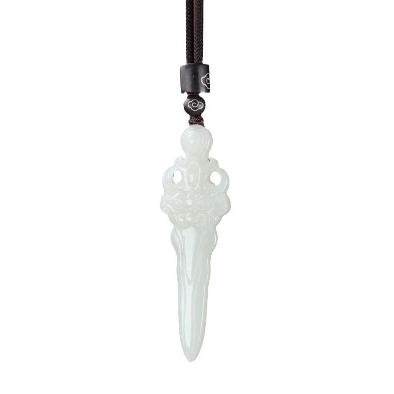 jade sword pendant necklace - handcrafted hetian jade magic sword - unisex