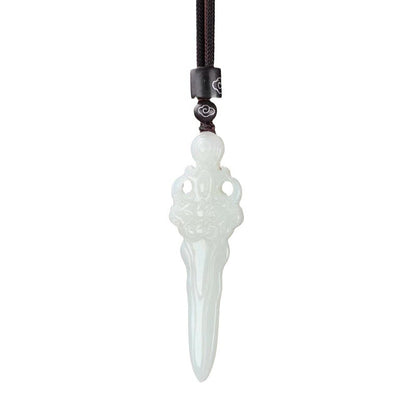 Jade Sword Pendant Necklace - Handcrafted Hetian Jade Magic Sword - Unisex