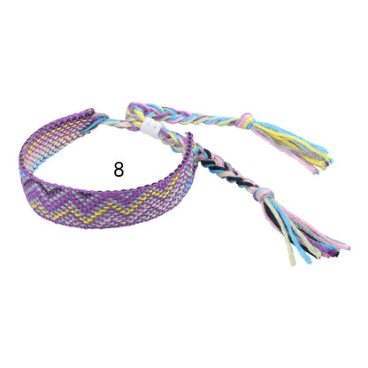 Boho Woven Friendship Bracelet – Wide Colorful Tassel Wristband, Adjustable Bohemian Bracelet
