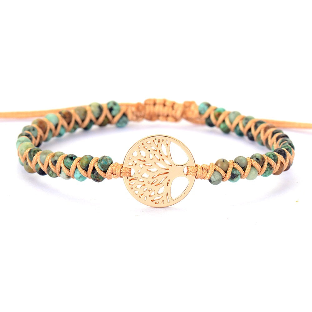 Tree of Life Braided Bracelet - Natural African Pine Stone Friendship Yoga Gift - STAR8S