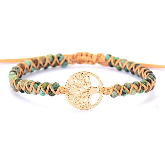 Tree of Life Braided Bracelet - Natural African Pine Stone Friendship Yoga Gift - STAR8S