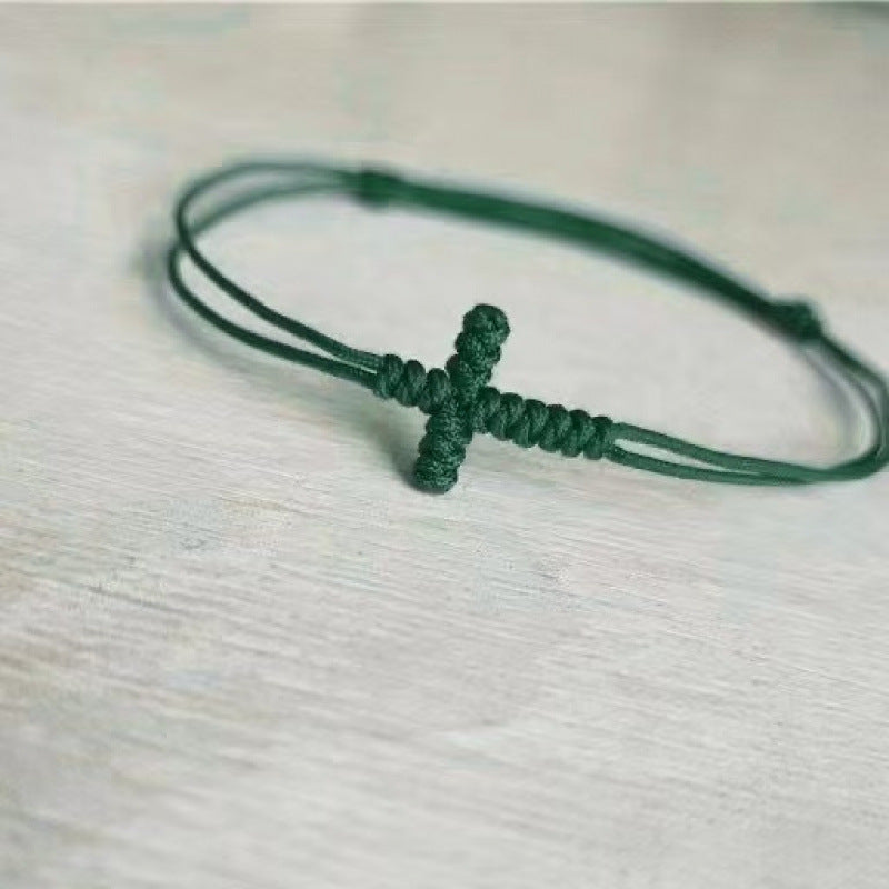 handmade cross string bracelet for women men braided rope christian cross bracelet religious faith jewelry lucky protection amulet wristband adjustable cord gift set