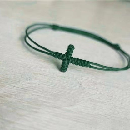 Handmade Cross String Bracelet for Women Men Braided Rope Christian Cross Bracelet Religious Faith Jewelry Lucky Protection Amulet Wristband Adjustable Cord Gift Set
