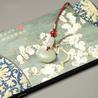 Natural Hetian Jade Ruyi Lock Keychain - Elegant Jade Phone Charm & Keyring