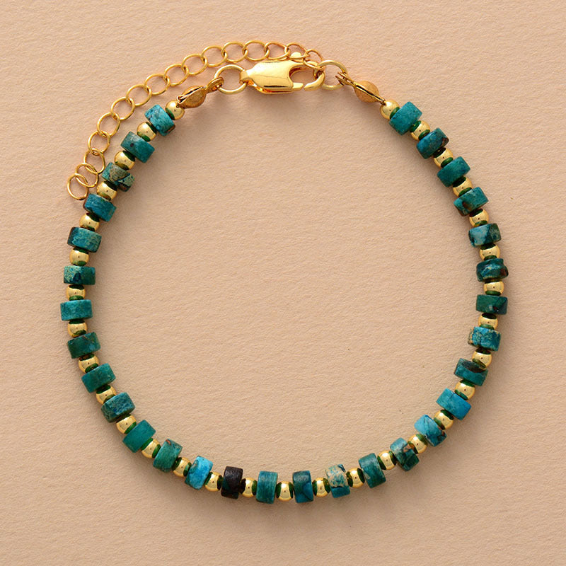 Turquoise Adjustable Beaded Bracelet – Handmade Natural Stone Unisex Bracelet - STAR8S