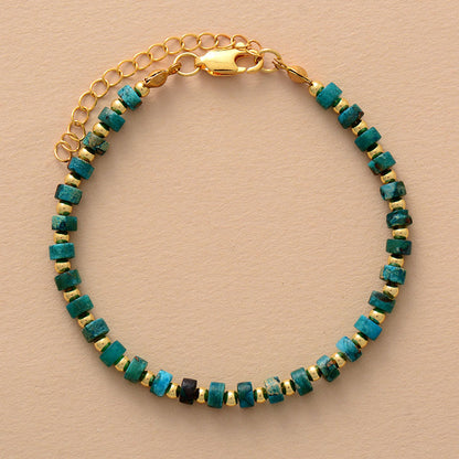 Turquoise Adjustable Beaded Bracelet – Handmade Natural Stone Unisex Bracelet - STAR8S