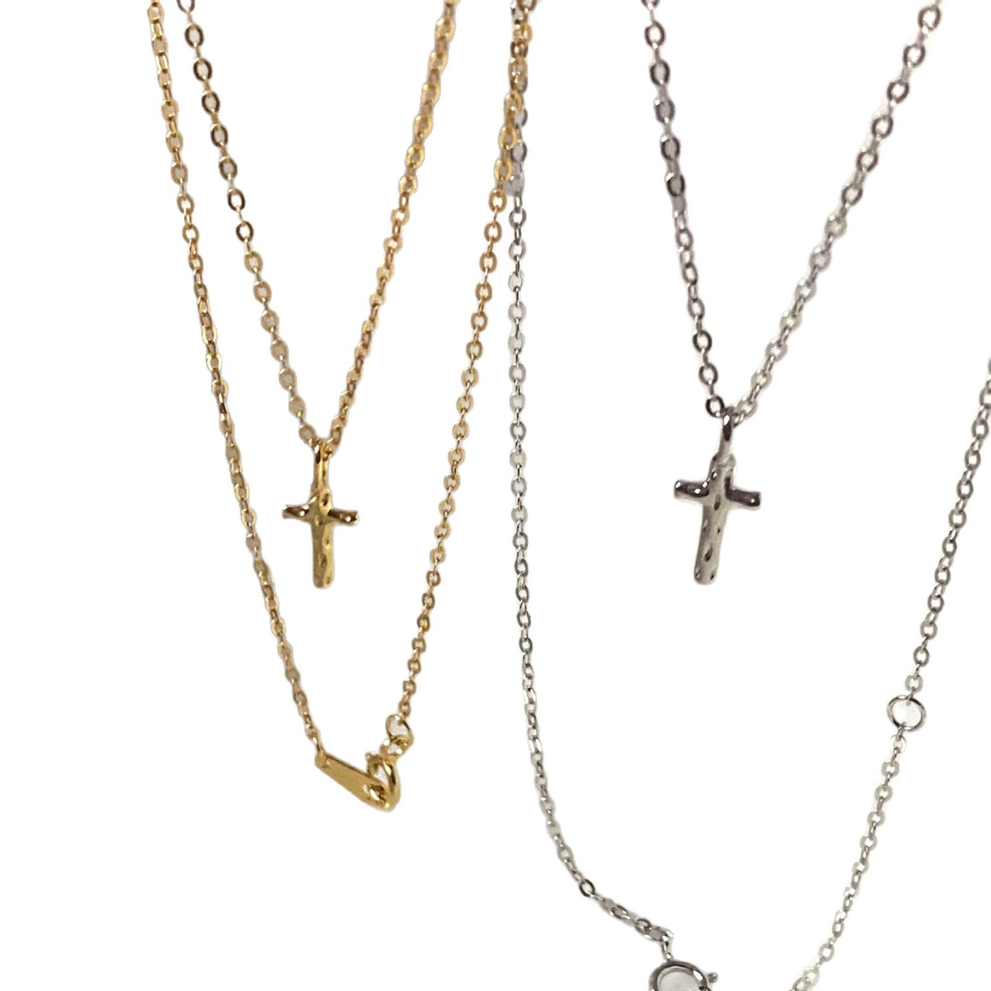 925 sterling silver 18k gold plated cross necklace - hammered design minimalist chic