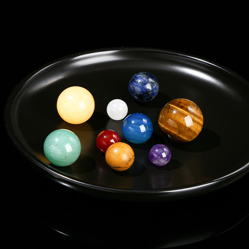 crystal ball solar system nine planets set – decorative mineral specimen planetary sculpture - star8s