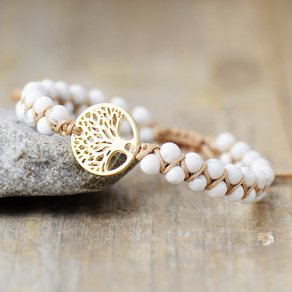 Tree of Life Braided Bracelet - Natural African Pine Stone Friendship Yoga Gift - STAR8S