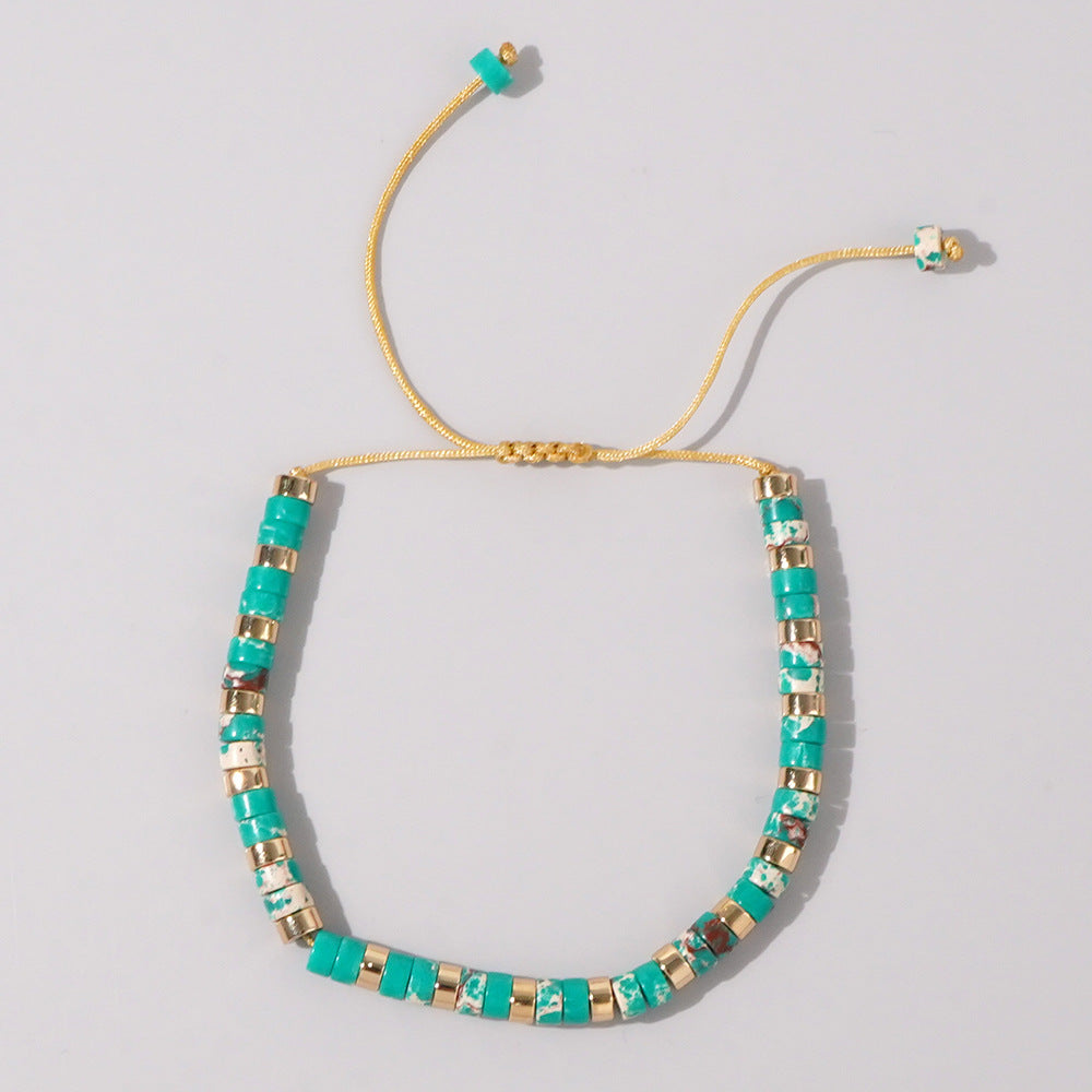 adjustable men's bracelet - natural stone 4mm beads with turquoise & tiger's eye | stylish & durable handmade friendship bracelets