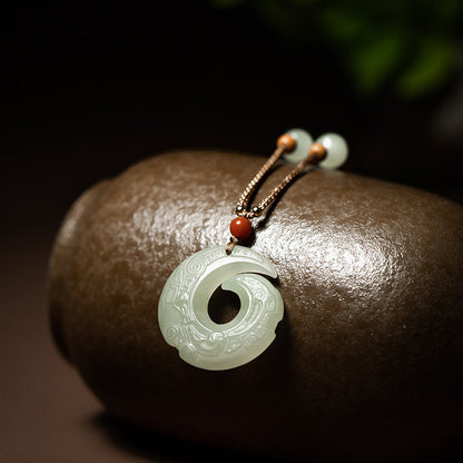 Natural Hetian Jade Necklace Pendant for Men and Women - Adjustable, Unisex Jewelry Pendant