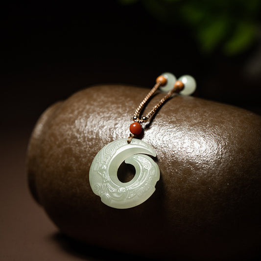 Natural Hetian Jade Necklace Pendant for Men and Women - Adjustable, Unisex Jewelry Pendant