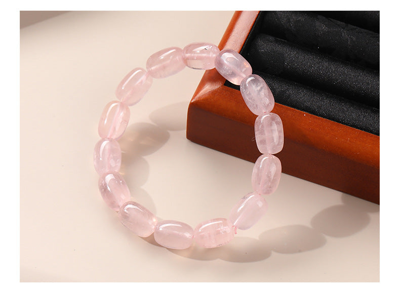 pink beaded crystal bracelet – natural high ice starry madagascar rose quartz bracelet - star8s