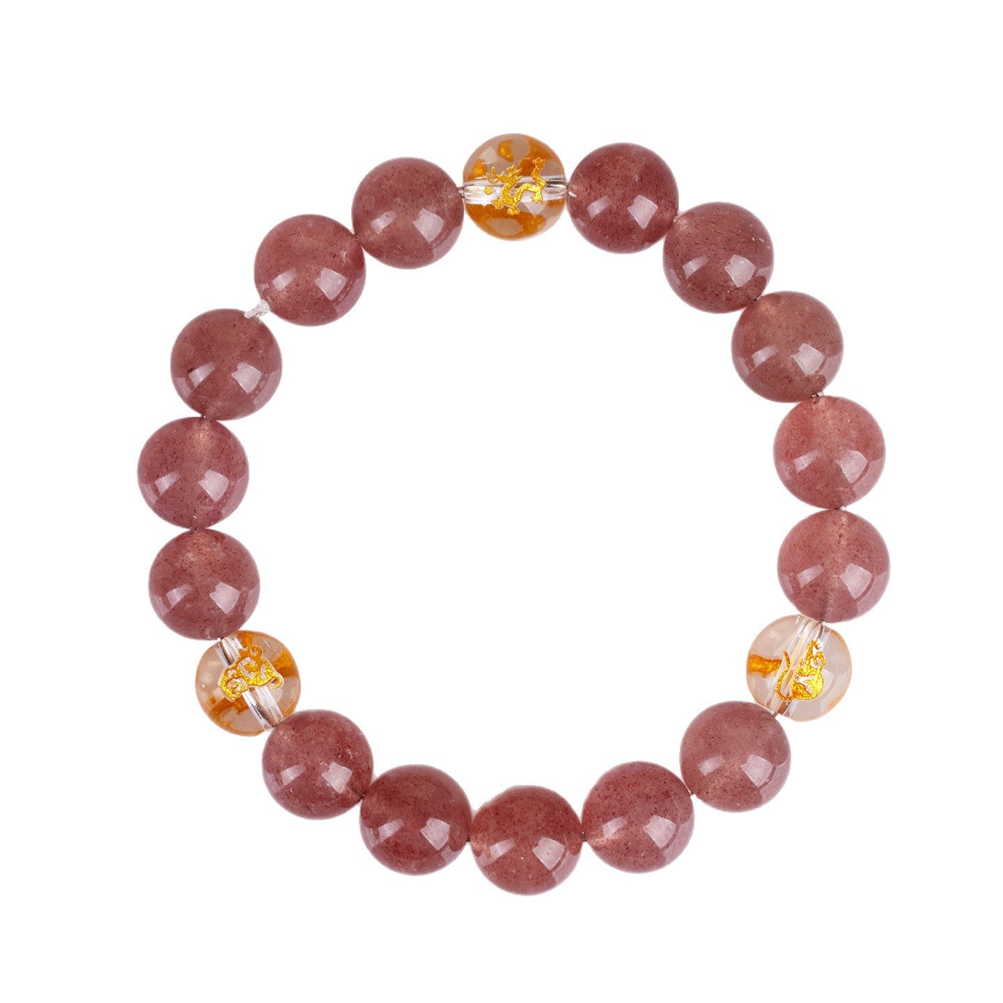 Chinese Zodiac Strawberry Quartz Bracelet for Women – Natural Crystal Beaded Bracelet - STAR8S