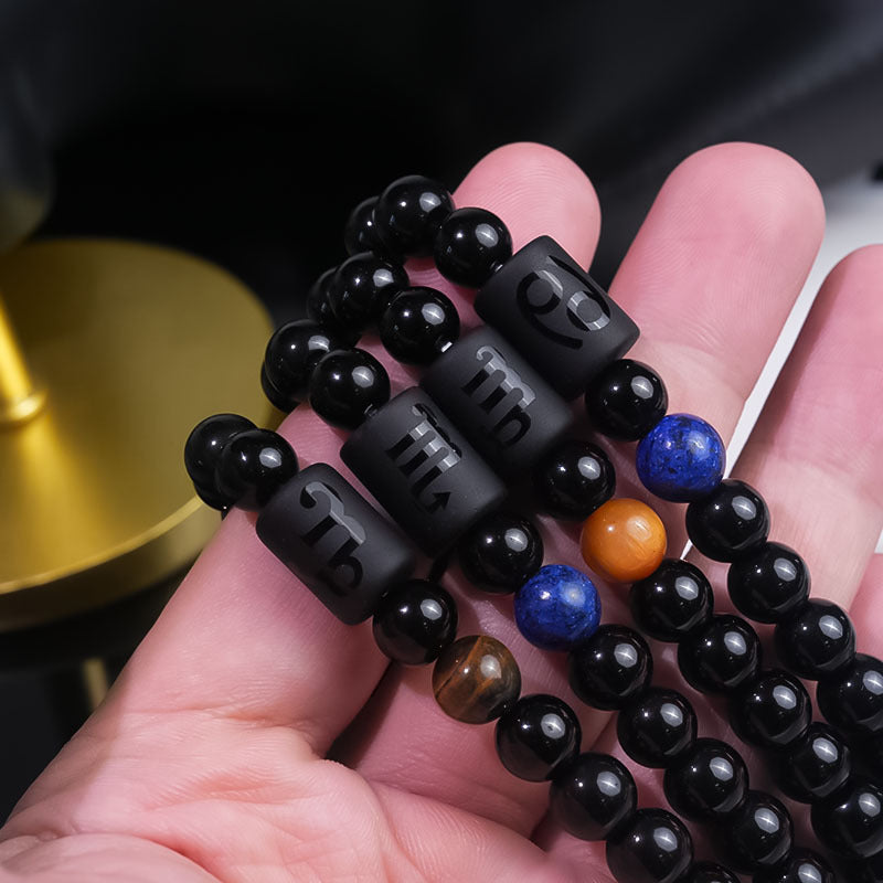 Zodiac Signs Bracelet - Elastic Tiger Eye & Agate Beaded Bracelet for Men & Women - STAR8S