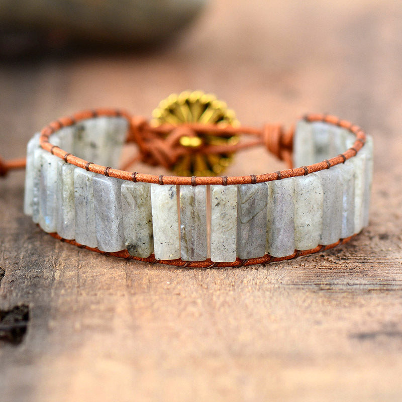 Imperial Jaspor Wrap Bracelet Handmade Braided Leather Beaded Bohemian Bracelet - STAR8S