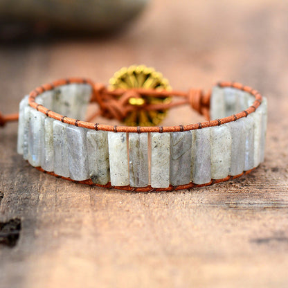 Imperial Jaspor Wrap Bracelet Handmade Braided Leather Beaded Bohemian Bracelet - STAR8S