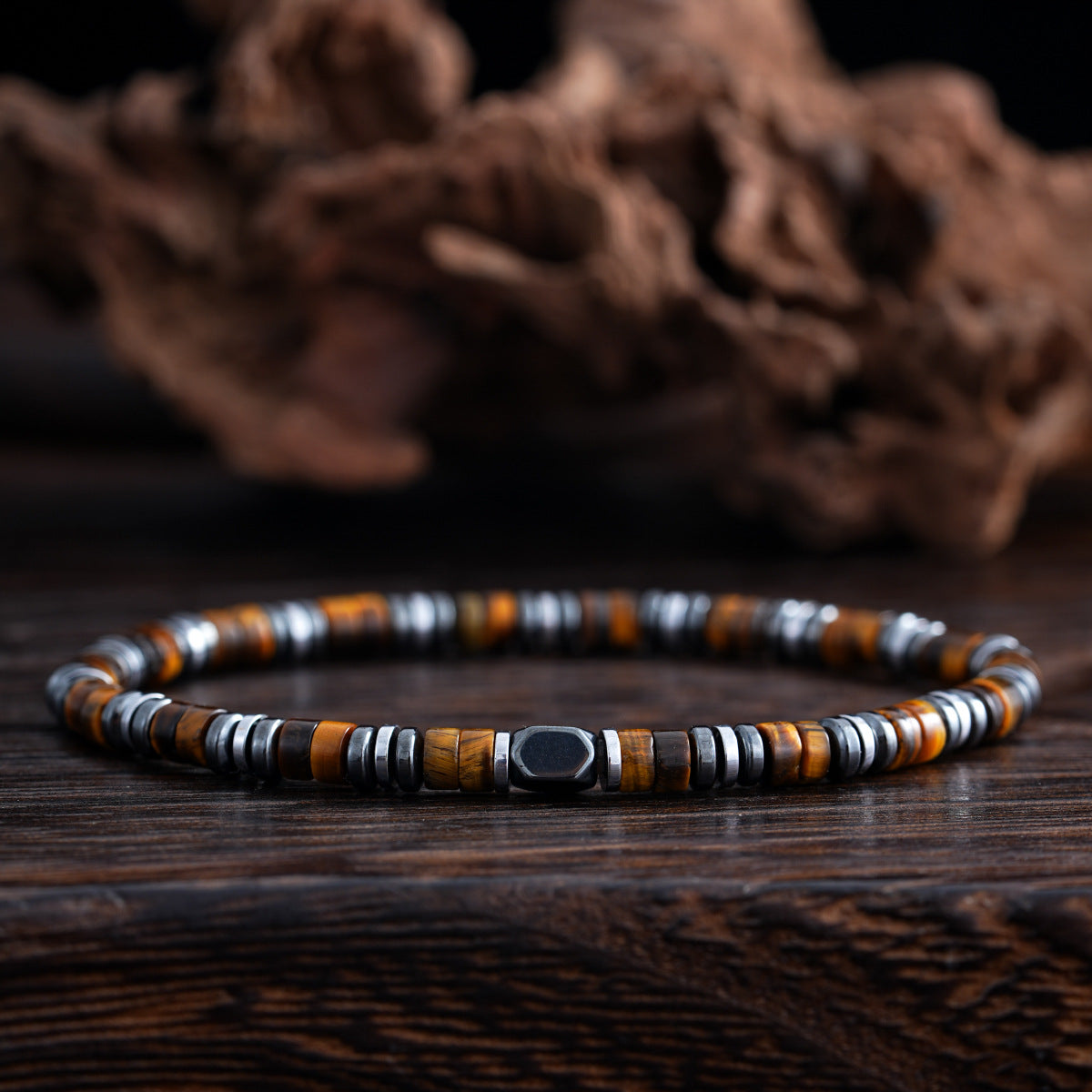 Yellow Tiger Eye Bracelet for Men – Slim Boho Natural Stone Beaded Bracelet - STAR8S