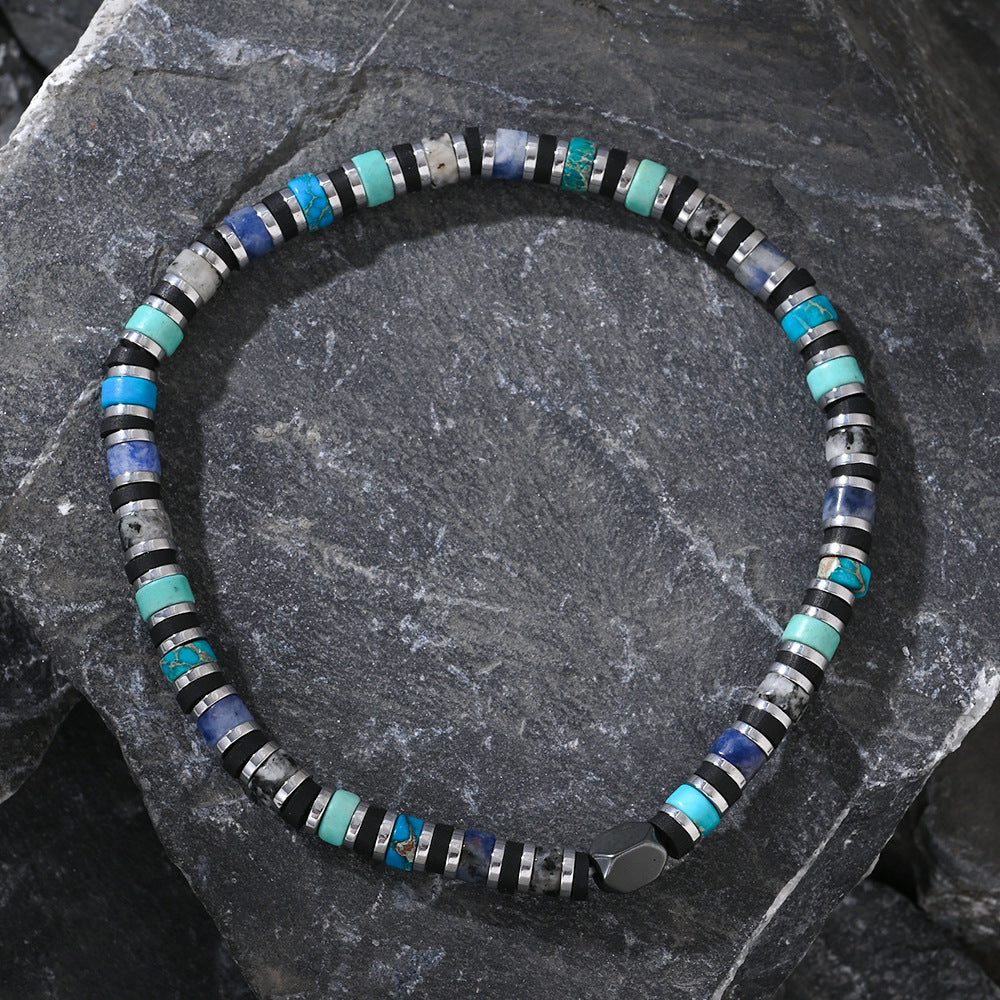 boho cylindrical men bracelet – fashionable retro & versatile beaded wristband - star8s