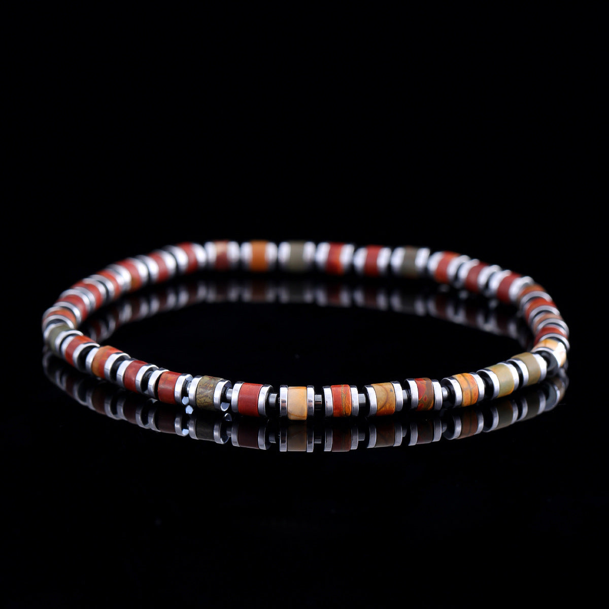 boho color-block natural stone bracelet – men’s imperial stone stretch boho bracelet - star8s