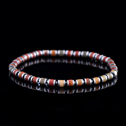 Boho Color-Block Natural Stone Bracelet – Men’s Imperial Stone Stretch Boho Bracelet - STAR8S