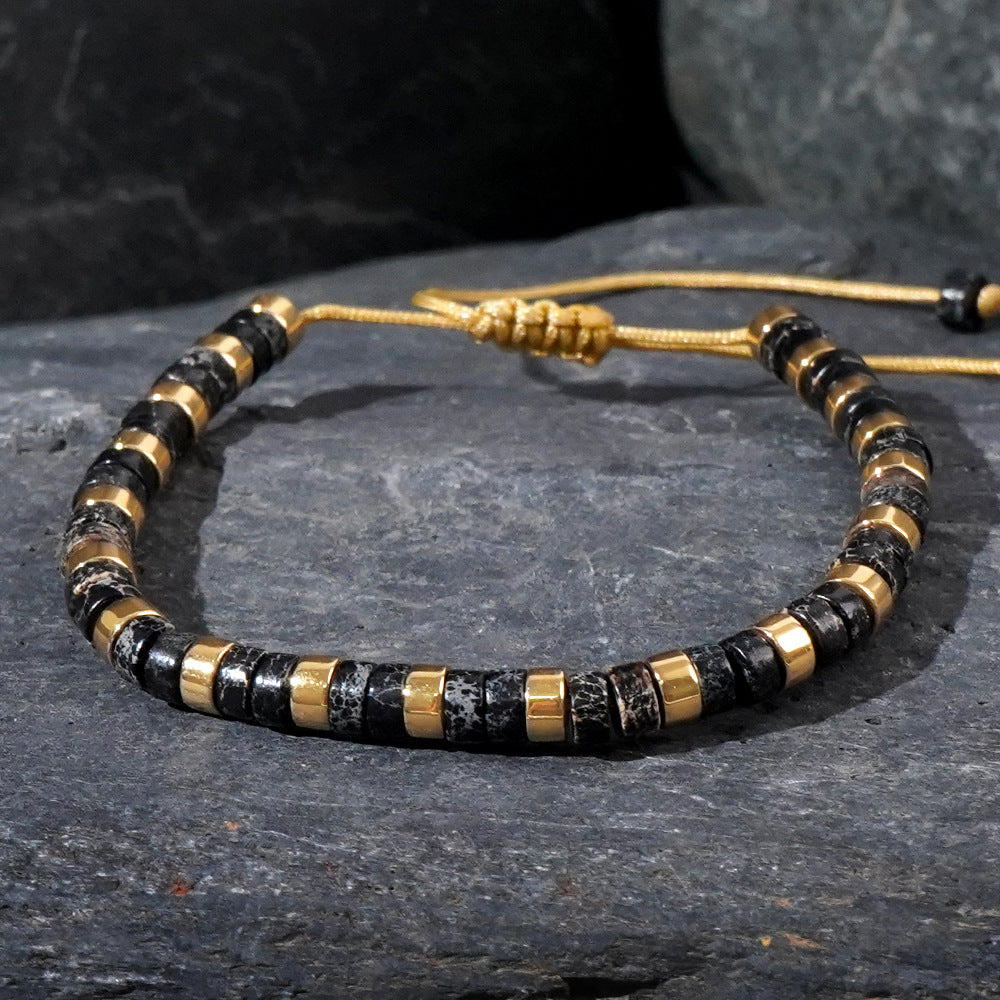 adjustable men's bracelet - natural stone 4mm beads with turquoise & tiger's eye | stylish & durable handmade friendship bracelets