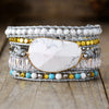 White Turquoise Boho Wrap Bracelet Handmade Leather Bracelet for Women