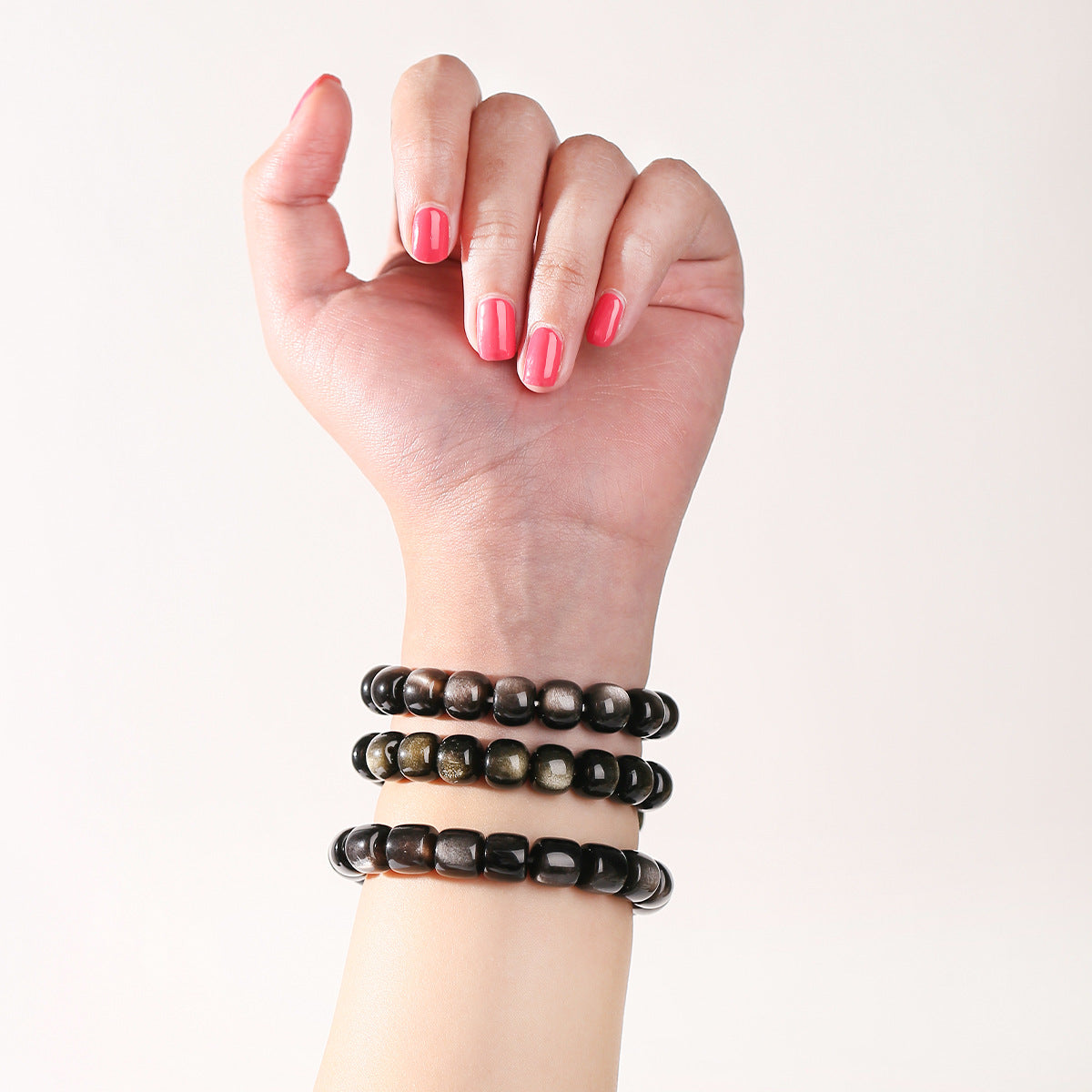 Obsidian Beaded Bracelet - Fashionable Unisex Cylinder Shape Gift Bracelet - STAR8S