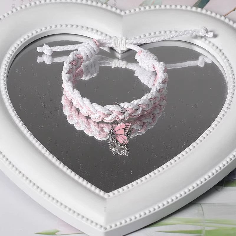 magnetic butterfly couple bracelets for boyfriend and girlfriend adjustable braided rope matching relationship bracelets long distance friendship jewelry gift set