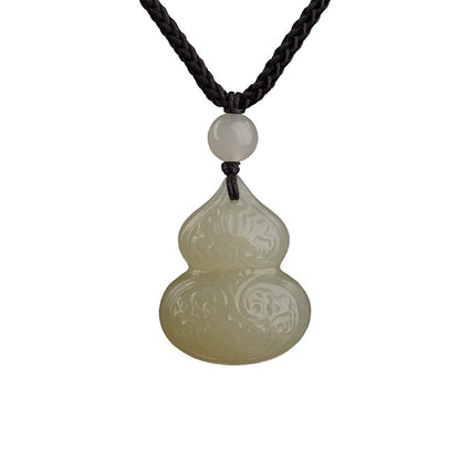 Natural Hetian Jade Wealth and Fortune Gourd Pendant Necklace | Men & Women Jade Amulet