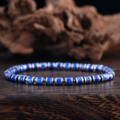 Boho Color-Block Natural Stone Bracelet – Men’s Imperial Stone Stretch Boho Bracelet - STAR8S