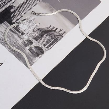 Stainless Steel Flat Snake Chain Necklace for Men Women 4mm Flat Herringbone Chain Sleek Liquid Blade Snake Bone Link Choker Streetwear Hip Hop Minimalist Plain Layering Chain 50cm