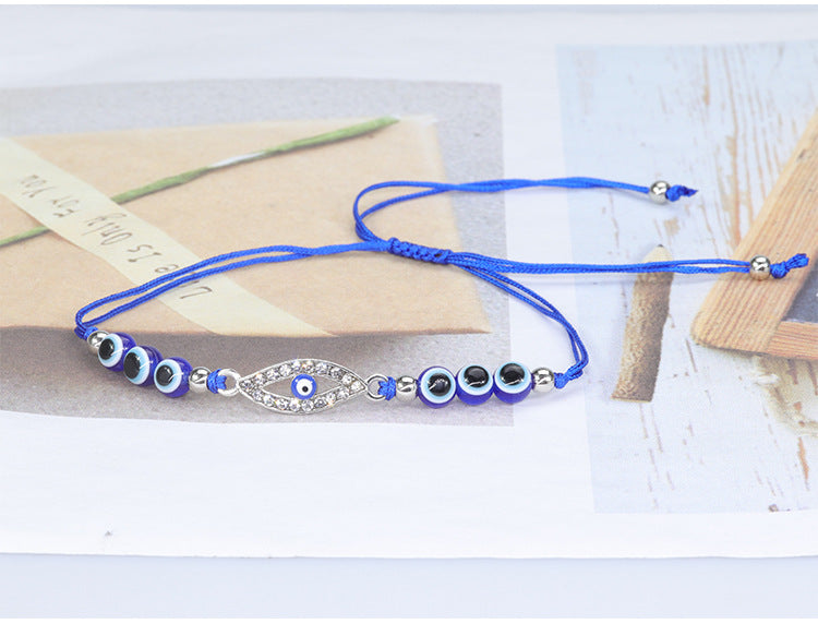 Evil Eye Bracelet with Blue Eye Fish Beads - Adjustable Protective Charm Bracelet - STAR8S