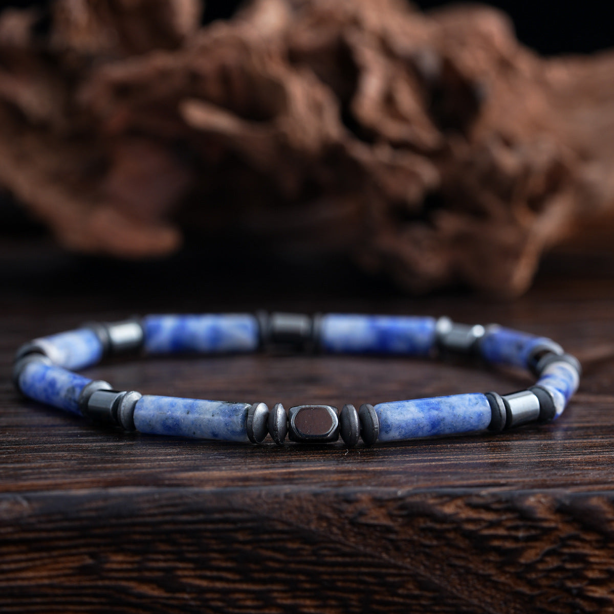 Turquoise Black Gallstone Beaded Bracelet – Vintage Style Natural Stone Wristband for Men & Couples - STAR8S